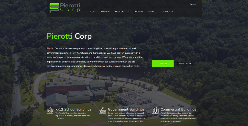 Pierotti Corp Website Design 1050 x 535